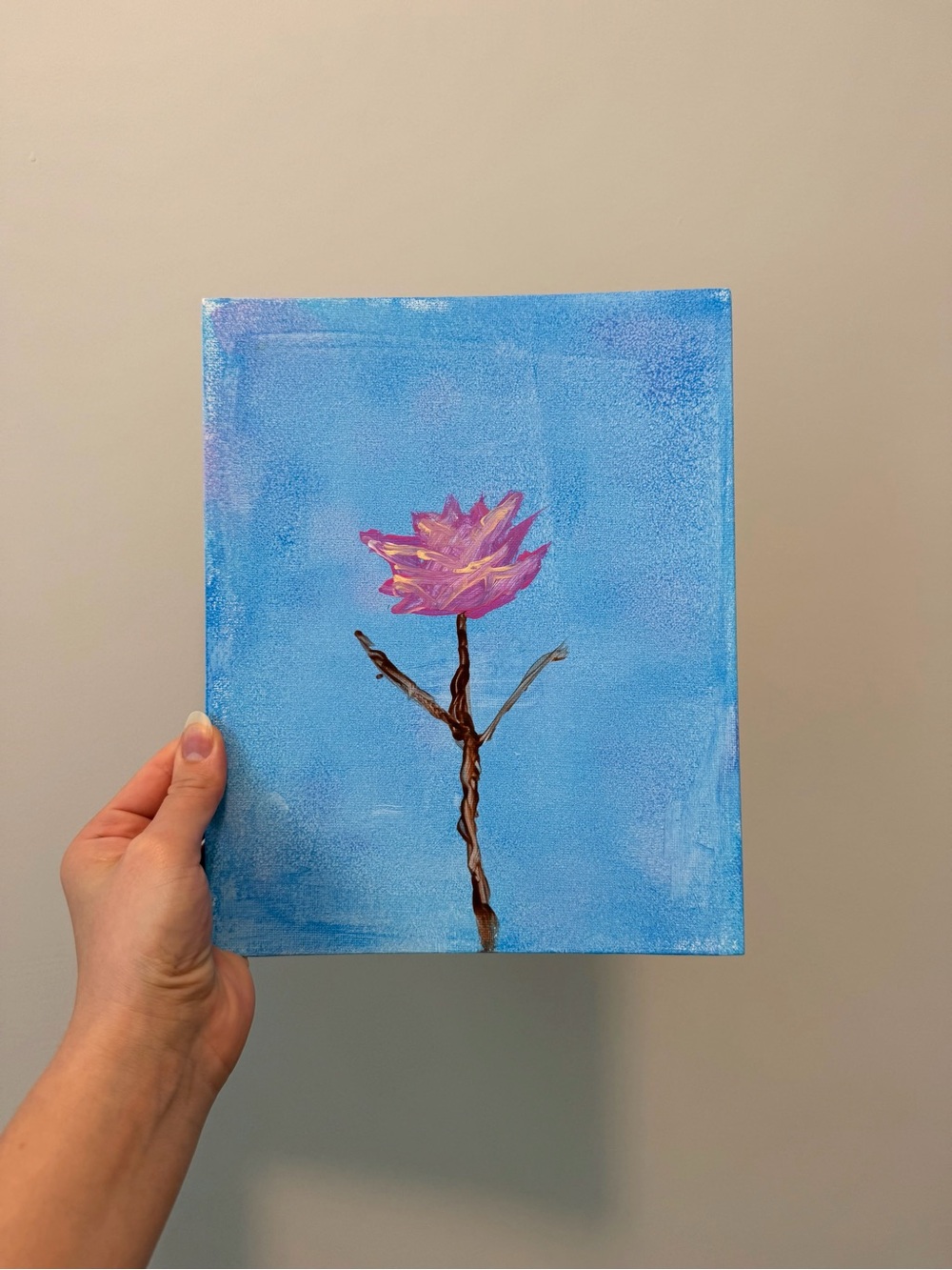 Original Acrylic Flower Painting on Canvas | Signed